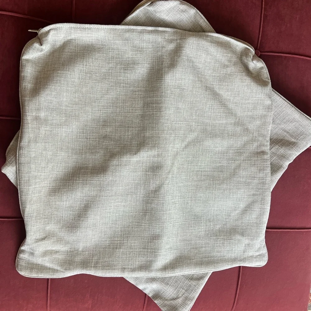 Neutral 18x18 Linen Look Pillow Covers (Set of 2) + Matching Couch Scarf